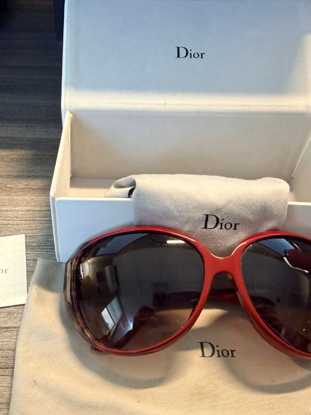Christian Dior 507J Oversized Red Sunglasses | Vintage Y2K Glam w/ Case - Picture 7 of 7